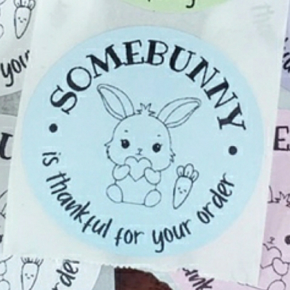 3/$15 Set of 50 EASTER SPRING BUNNY THANK YOU STICKERS LARGE 2 Inch Mixed Colors - Picture 8 of 8